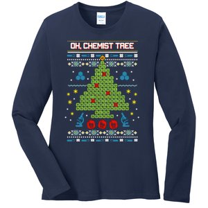 Oh Chemist Tree Christmas Ladies Long Sleeve Shirt