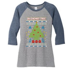 Oh Chemist Tree Christmas Women's Tri-Blend 3/4-Sleeve Raglan Shirt