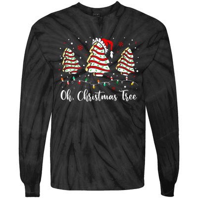 Oh Christmas Tree Cakes Debbie Becky Jen Cake Lovers Xmas Tie-Dye Long Sleeve Shirt