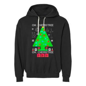 Oh Chemist Tree Chemistree Funny Science Chemistry Christmas Garment-Dyed Fleece Hoodie