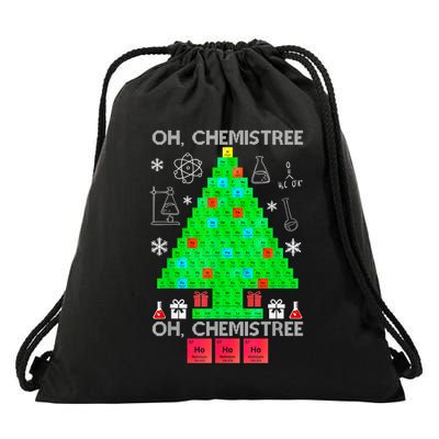Oh Chemist Tree Chemistree Funny Science Chemistry Christmas Drawstring Bag