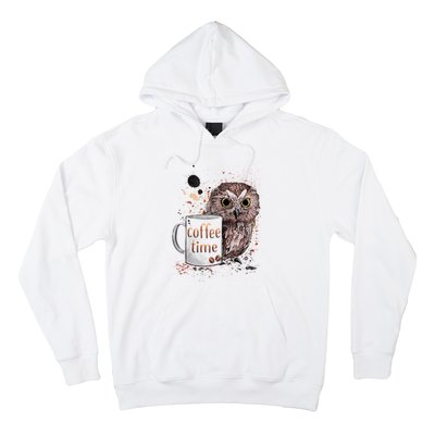 Owl Coffee Time Oil Color Art Hoodie