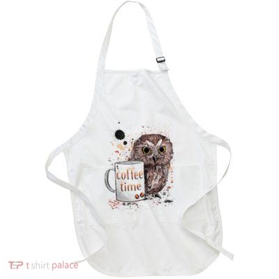 Owl Coffee Time Oil Color Art Apron