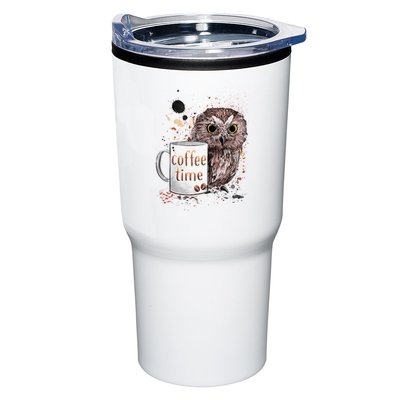 Owl Coffee Time Oil Color Art Tumbler