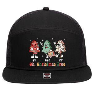 Oh Christmas Tree Slp Ot Pt Therapy Team Tree Cakes Xmas 7 Panel Mesh Trucker Snapback Hat