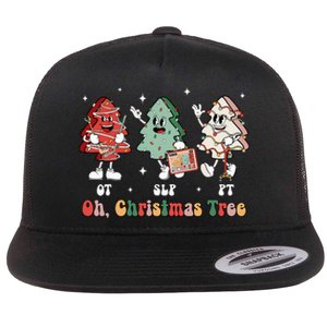 Oh Christmas Tree Slp Ot Pt Therapy Team Tree Cakes Xmas Flat Bill Trucker Hat