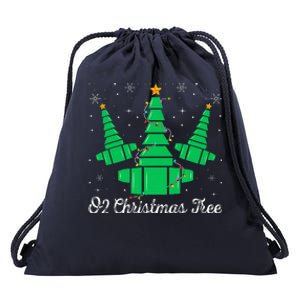 O2 Christmas Tree Respiratory Therapist Xmas Light Christmas Drawstring Bag