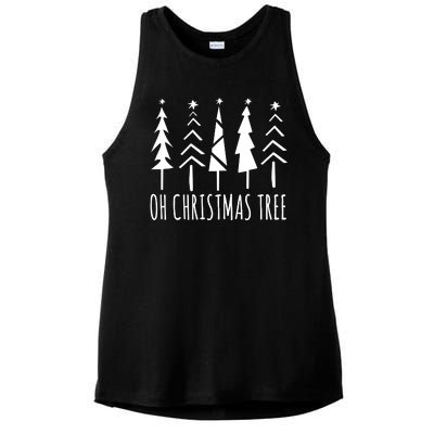 Oh Christmas Tree Festive Holiday Ladies PosiCharge Tri-Blend Wicking Tank