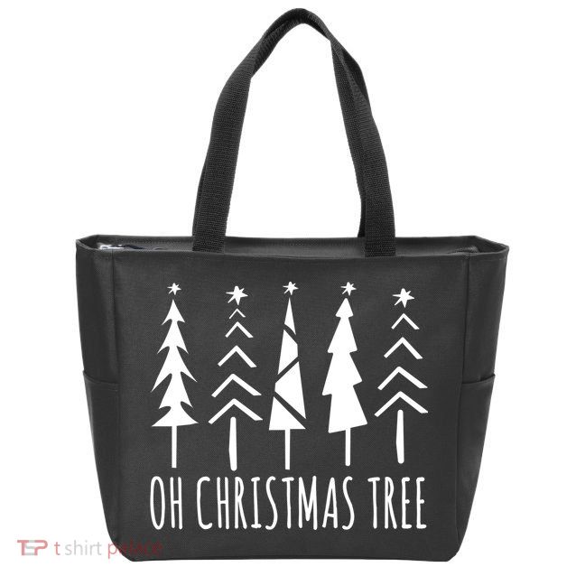 Oh Christmas Tree Festive Holiday Zip Tote Bag