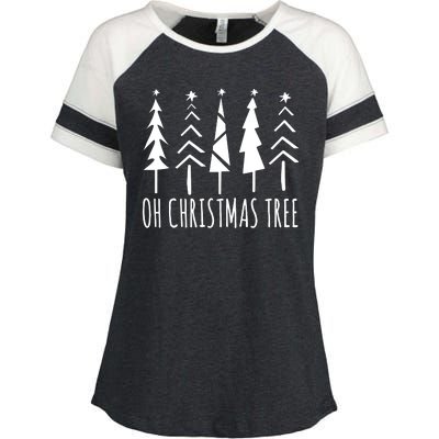 Oh Christmas Tree Festive Holiday Enza Ladies Jersey Colorblock Tee