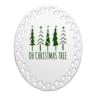 Oh Christmas Tree Festive Holiday Ceramic Oval Ornament