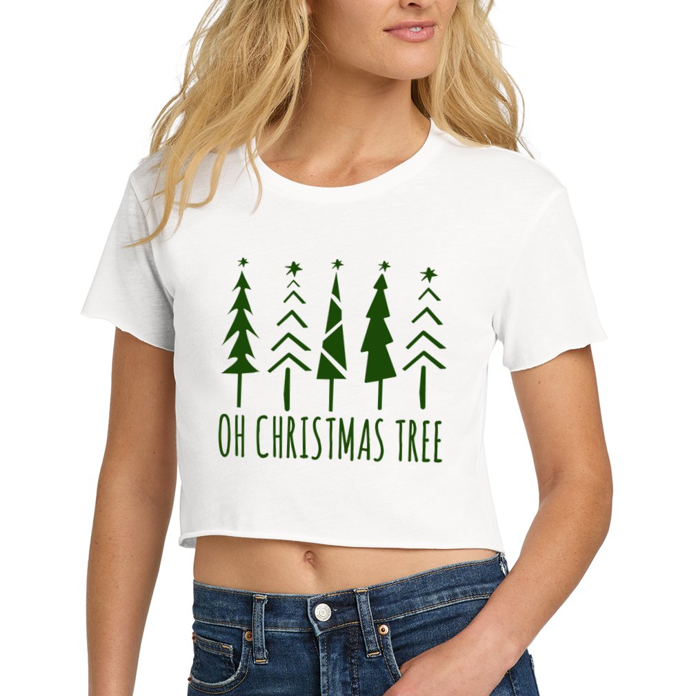 Oh Christmas Tree Festive Holiday Women's Crop Top Tee