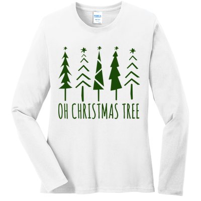 Oh Christmas Tree Festive Holiday Ladies Long Sleeve Shirt