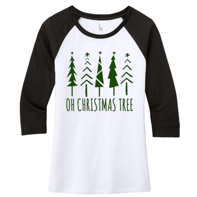 Oh Christmas Tree Festive Holiday Women's Tri-Blend 3/4-Sleeve Raglan Shirt