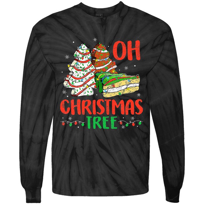 Oh Christmas Tree Cakes Debbie Becky Jen Cake Lovers  Tie-Dye Long Sleeve Shirt