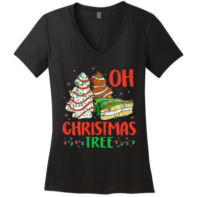 Oh Christmas Tree Cakes Debbie Becky Jen Cake Lovers  Women's V-Neck T-Shirt