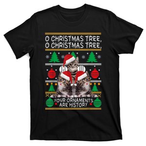 Oh Christmas Tree Your Ornaments Are Hirstory Cat Christmas Pajama T-Shirt