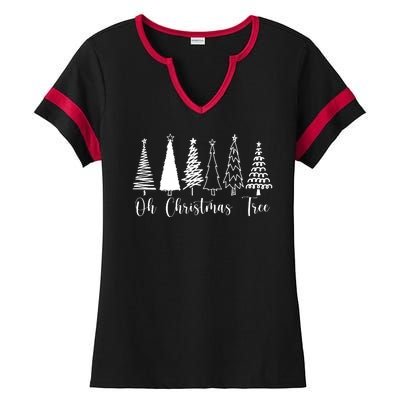 Oh Christmas Tree Holiday Ladies Halftime Notch Neck Tee