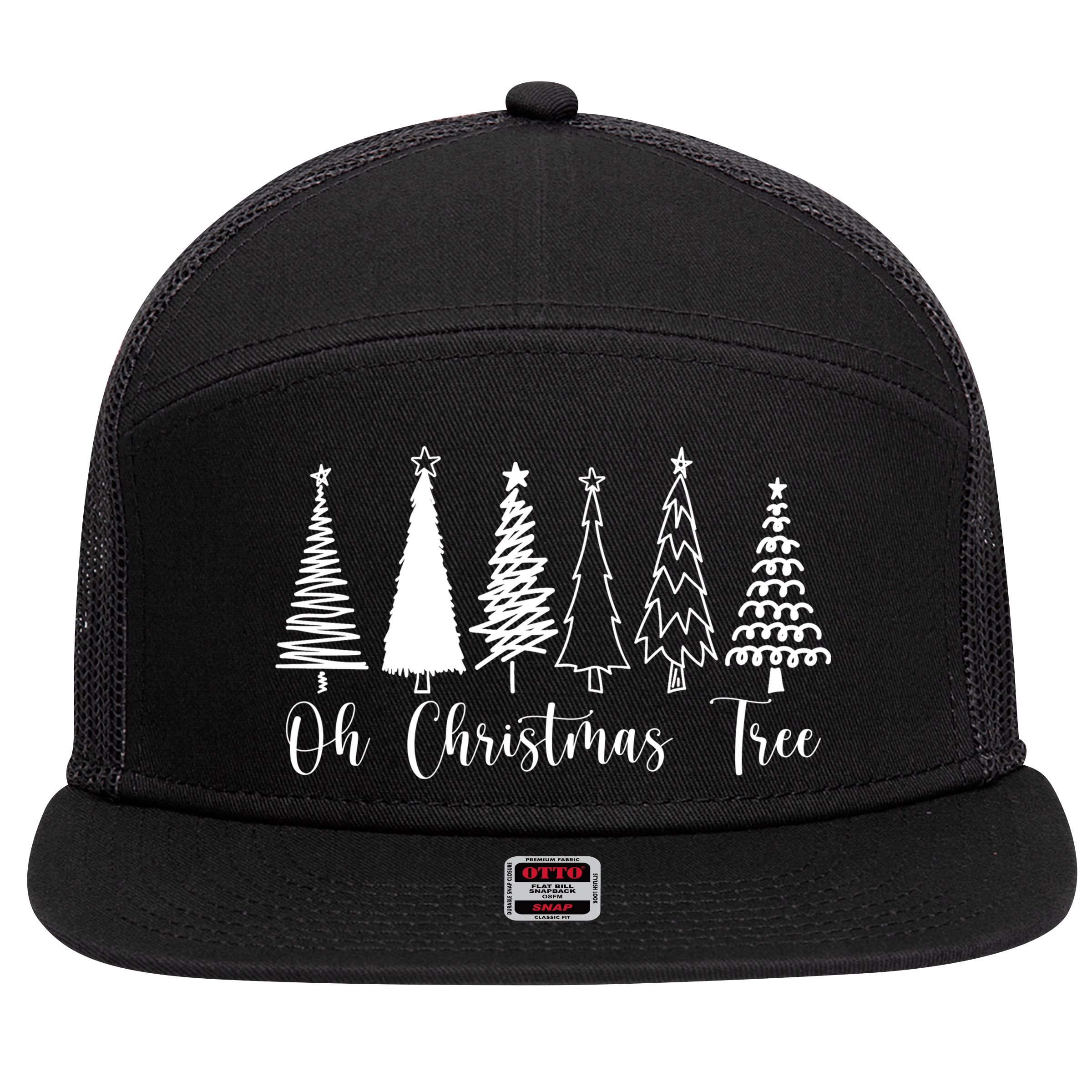 Oh Christmas Tree Holiday 7 Panel Mesh Trucker Snapback Hat