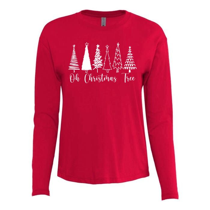 Oh Christmas Tree Holiday Womens Cotton Relaxed Long Sleeve T-Shirt