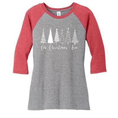 Oh Christmas Tree Holiday Women's Tri-Blend 3/4-Sleeve Raglan Shirt