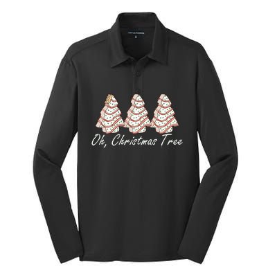 Oh Christmas Tree Cakes Debbie Funny Christmas Silk Touch Performance Long Sleeve Polo