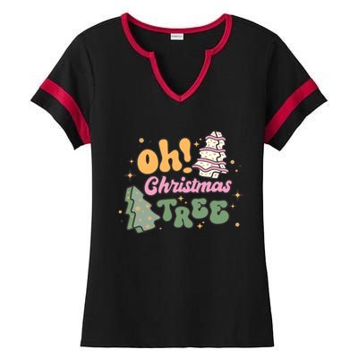 Oh Christmas Tree Cakes Debbie Funny Christmas Ladies Halftime Notch Neck Tee