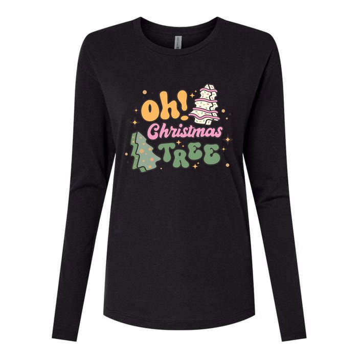 Oh Christmas Tree Cakes Debbie Funny Christmas Womens Cotton Relaxed Long Sleeve T-Shirt