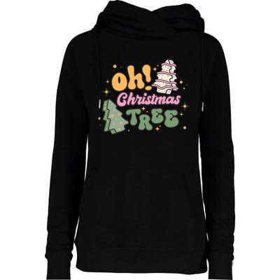 Oh Christmas Tree Cakes Debbie Funny Christmas Womens Funnel Neck Pullover Hood