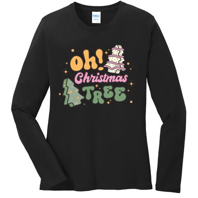 Oh Christmas Tree Cakes Debbie Funny Christmas Ladies Long Sleeve Shirt