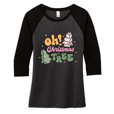 Oh Christmas Tree Cakes Debbie Funny Christmas Women's Tri-Blend 3/4-Sleeve Raglan Shirt