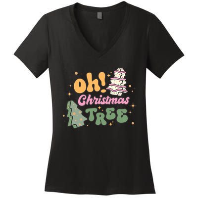 Oh Christmas Tree Cakes Debbie Funny Christmas Women's V-Neck T-Shirt