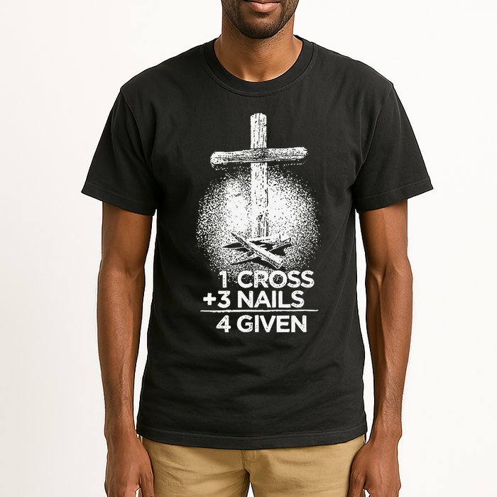 One Cross Three Nails Forgiven Cross Christian Faith Tall T-Shirt