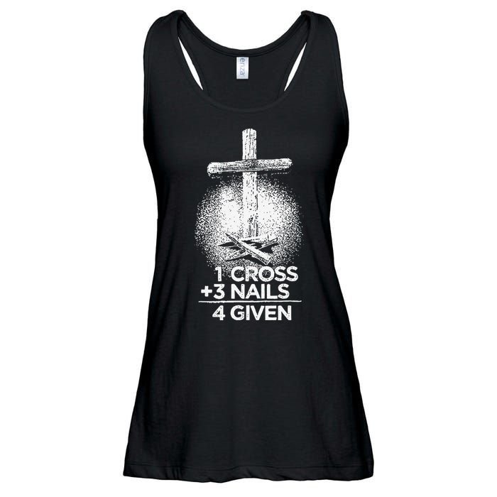 One Cross Three Nails Forgiven Cross Christian Faith Ladies Essential Flowy Tank