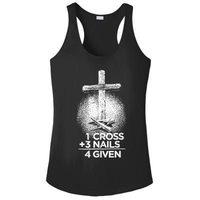 One Cross Three Nails Forgiven Cross Christian Faith Ladies PosiCharge Competitor Racerback Tank