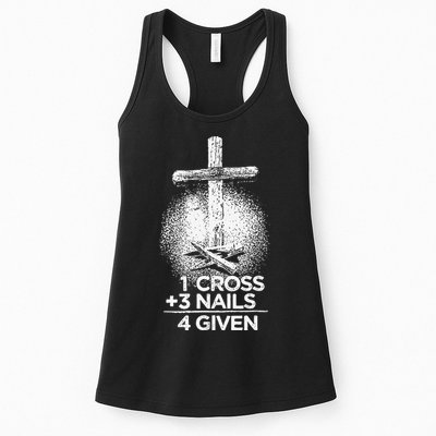 One Cross Three Nails Forgiven Cross Christian Faith Womens Tank Top