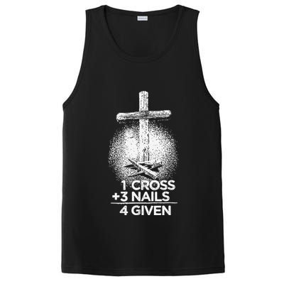 One Cross Three Nails Forgiven Cross Christian Faith PosiCharge Competitor Tank