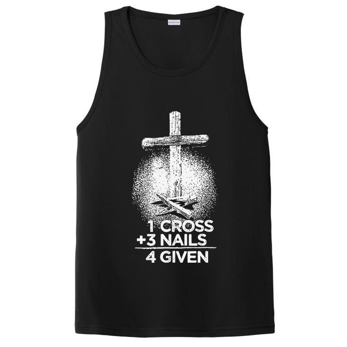 One Cross Three Nails Forgiven Cross Christian Faith PosiCharge Competitor Tank