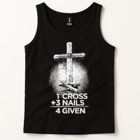 One Cross Three Nails Forgiven Cross Christian Faith Tank Top