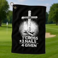 One Cross Three Nails Forgiven Cross Christian Faith Golf Towel