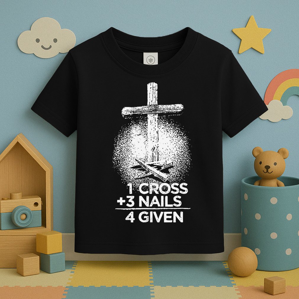 One Cross Three Nails Forgiven Cross Christian Faith Toddler T-Shirt
