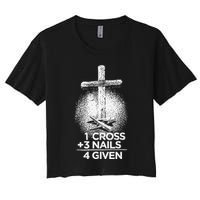 One Cross Three Nails Forgiven Cross Christian Faith Crop Top