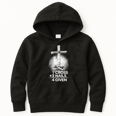 One Cross Three Nails Forgiven Cross Christian Faith Kids Hoodie