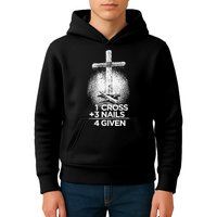 One Cross Three Nails Forgiven Cross Christian Faith Kids Hoodie