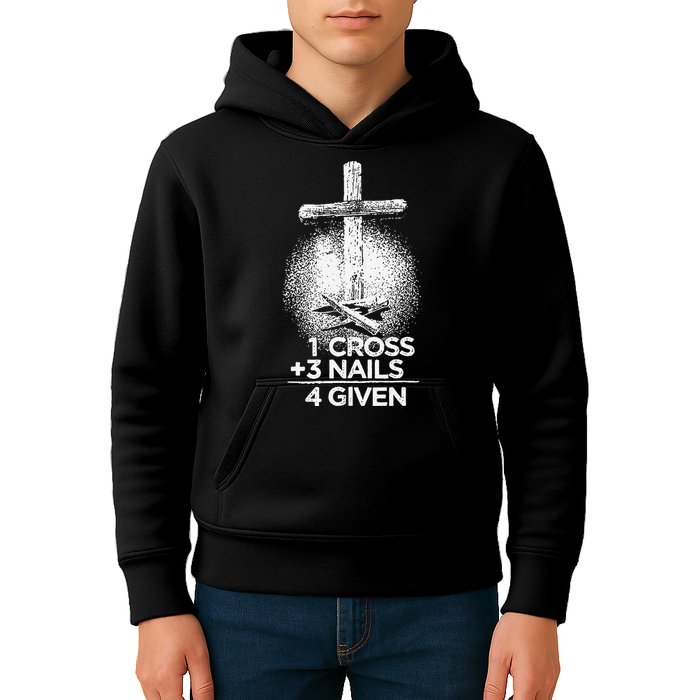 One Cross Three Nails Forgiven Cross Christian Faith Kids Hoodie