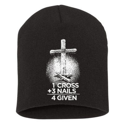 One Cross Three Nails Forgiven Cross Christian Faith Short Acrylic Beanie