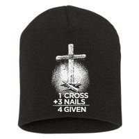 One Cross Three Nails Forgiven Cross Christian Faith Short Acrylic Beanie