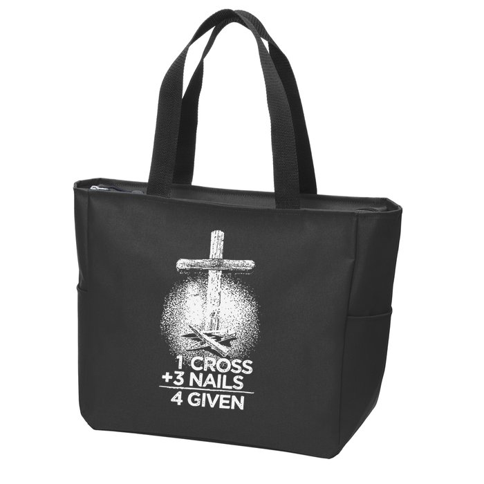 One Cross Three Nails Forgiven Cross Christian Faith Zip Tote Bag