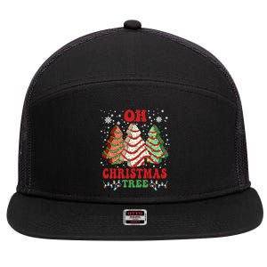 Oh Christmas Tree Cakes Debbie Funny Christmas 7 Panel Mesh Trucker Snapback Hat