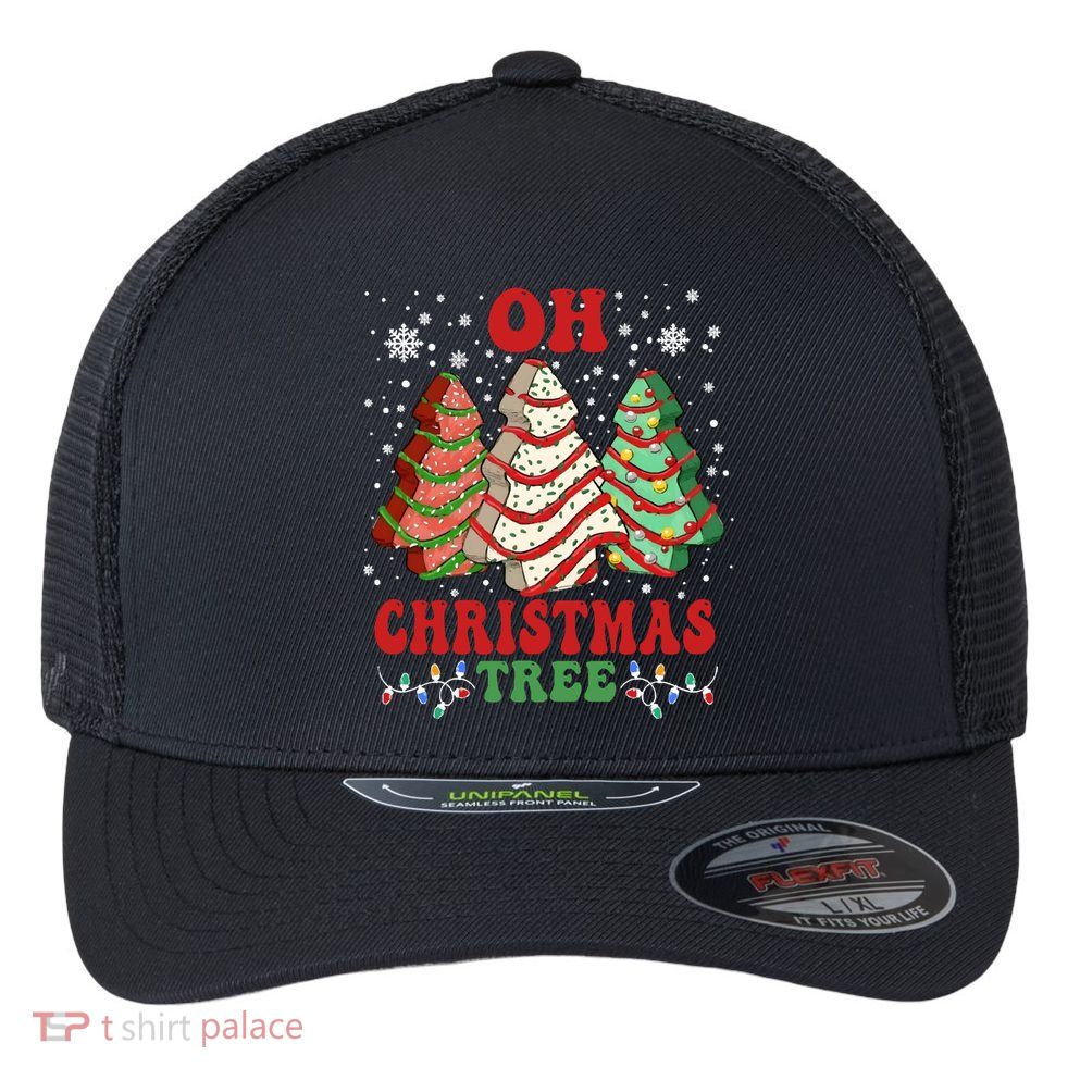 Oh Christmas Tree Cakes Debbie Funny Christmas Flexfit Unipanel Trucker Cap